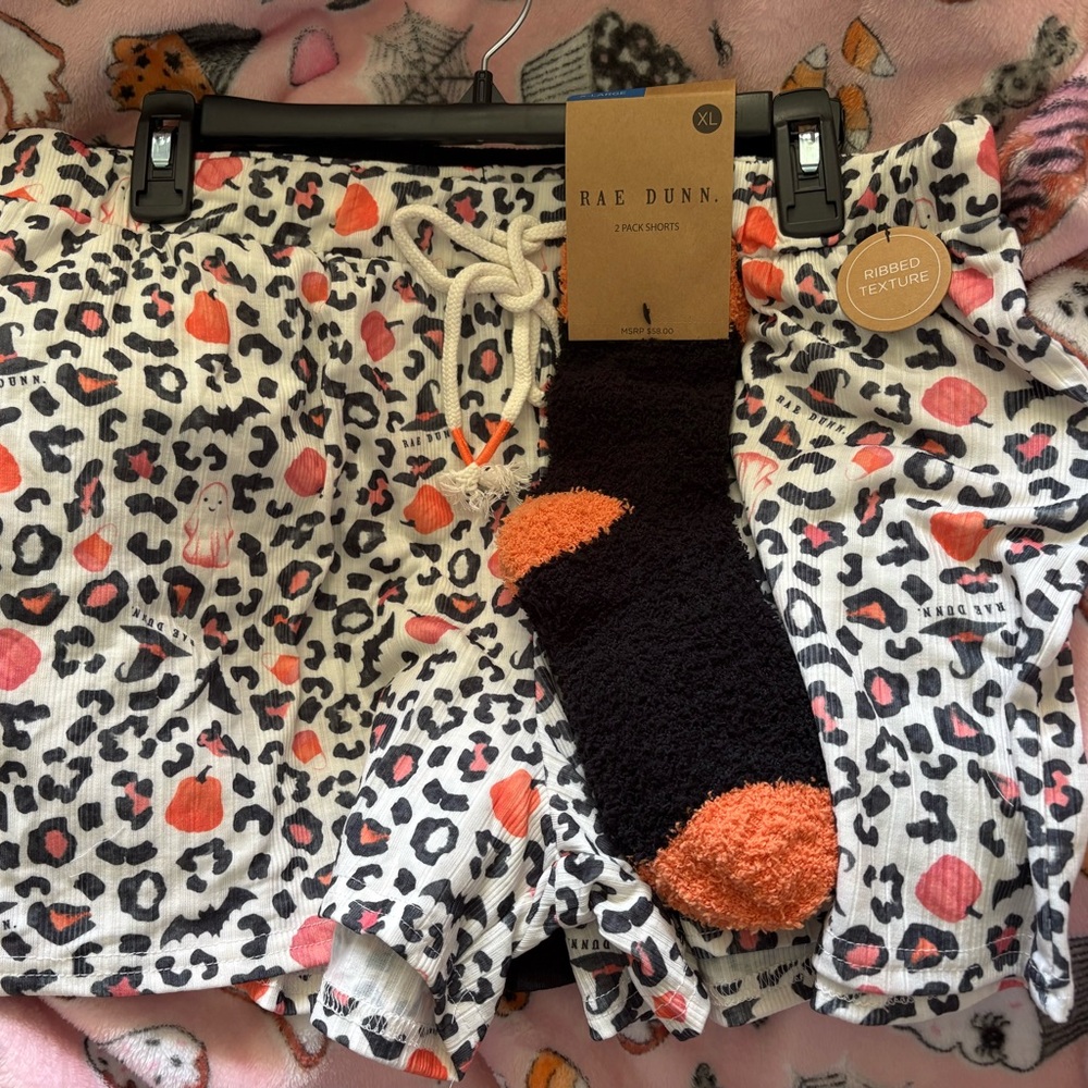 Rae Dunn women’s Halloween pajama shorts set with socks